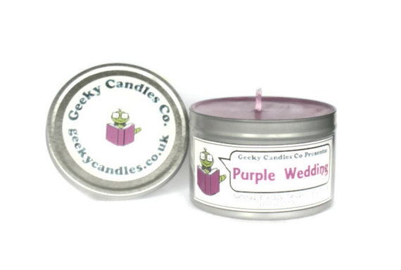 Purple Wedding Soy Candles UK 8oz. Book Candle. Geeky Candle. Soy Candles UK. Soy Candle.Geeky Gifts. Candles. Chocolate Candle.