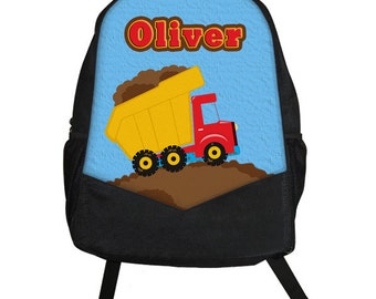 ... Cons truction Bulldozer Kids Boy Backpack tote School Camp Monogram