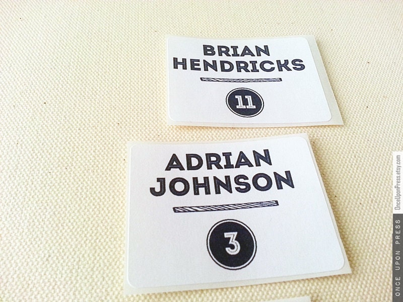 Modern Wedding Place Card Labels Stickers. Rectangle Wedding Favor