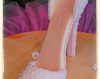 High Heel Pearl Bridal Cake Topper (sole color can be customized)
