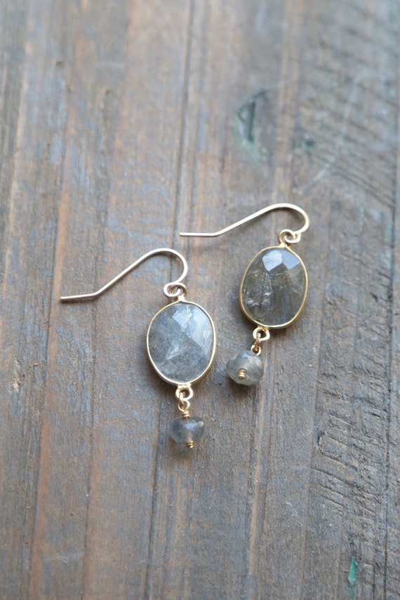 Labradorite Dangling Earrings Gold and by AmuletteJewelry on Etsy