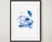 Watercolor painting, forget me nots watercolor art, blue wall decor, blue art print fro my original watercolor painting