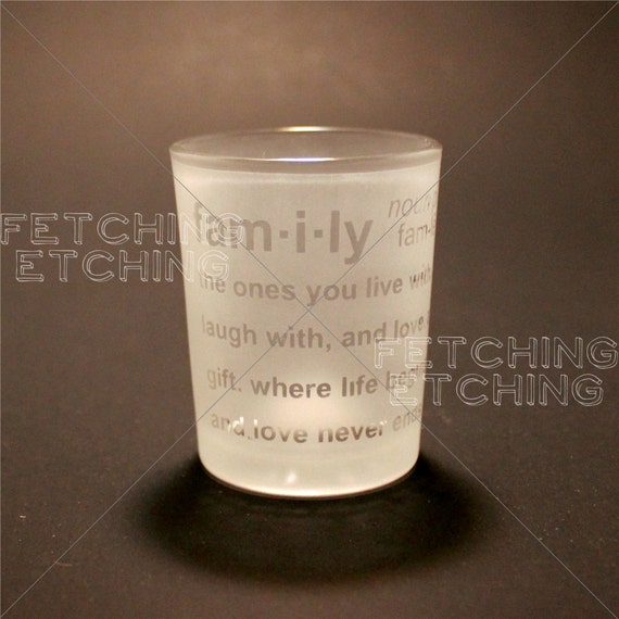 Items similar to Family Definition Etched Glass Votive Candle Holder on