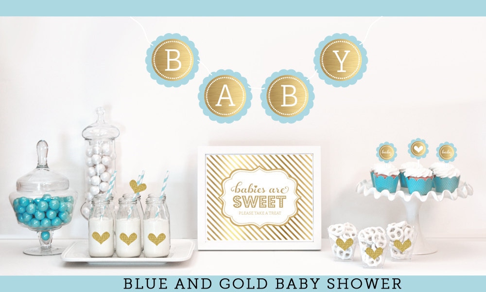 Blue and Gold Baby Shower Decor Boy Baby Shower Ideas Gold