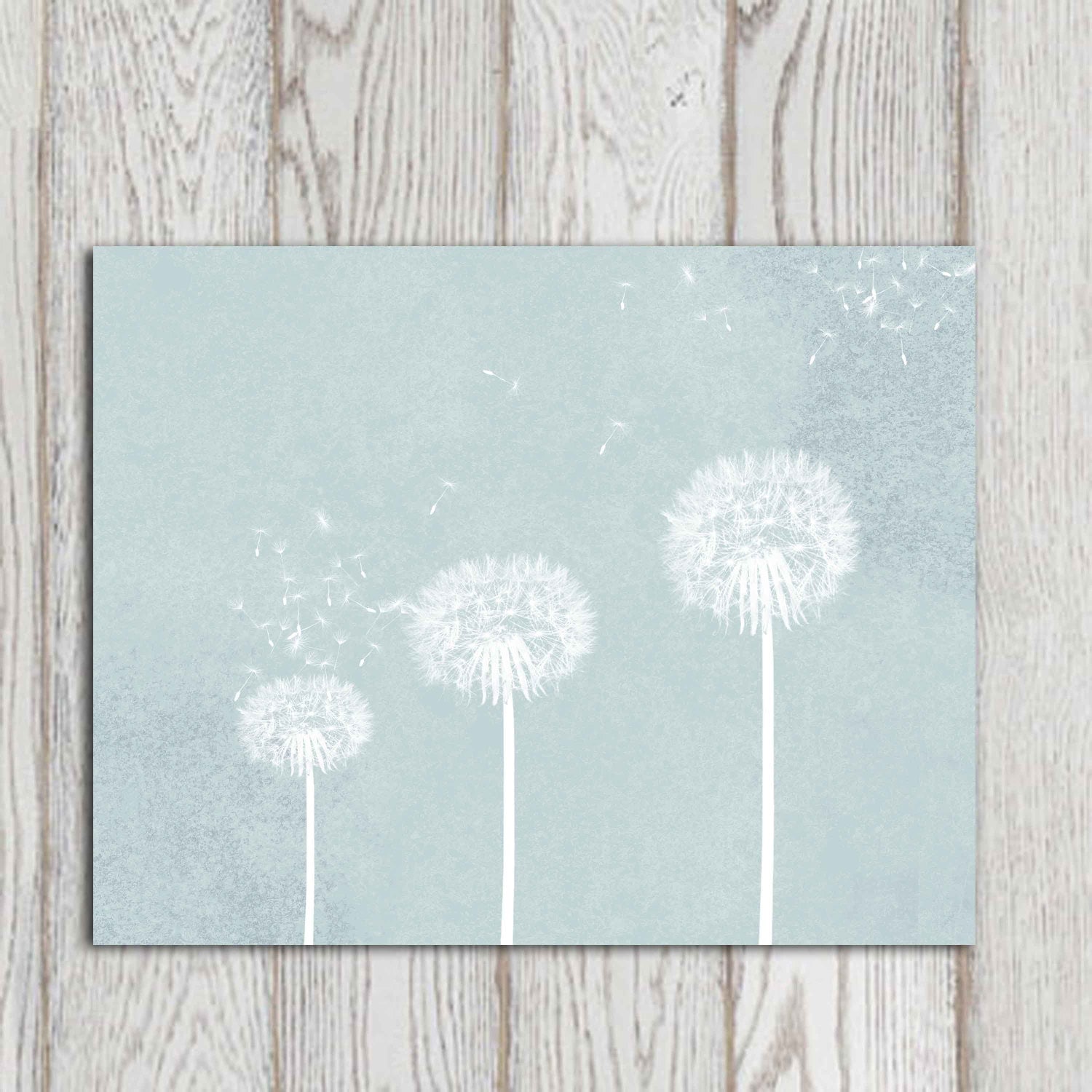Dandelion print light blue wall art Dandelion decor Mint Home