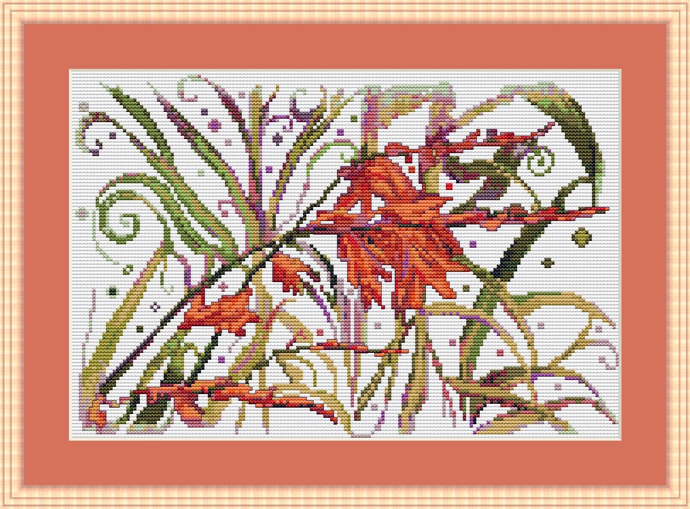 Cross Stitch Floral PDF Chart Oriental Garden Cross Stitch