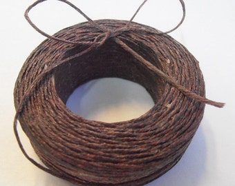 45 yd 3 Ply WAXED Linen - DARK BROWN Bead Cord - Thread .4mm dia