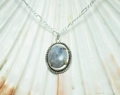 Blue stone necklace; sodalite necklace; sodalite cabochon necklace; natural stone necklace; stone pendant; stone necklace