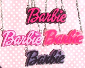 Retro Barbie glitter necklace