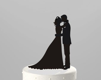 Wedding Cake Topper Silhouette Couple Mr & Mrs Personalized