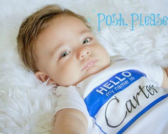 Newborn Boy Coming Home Outfit Newborn Name Reveal Take Home Outfit Hello My Name is Baby Boy Outfit OnePiece Birth Announcement Outfit
