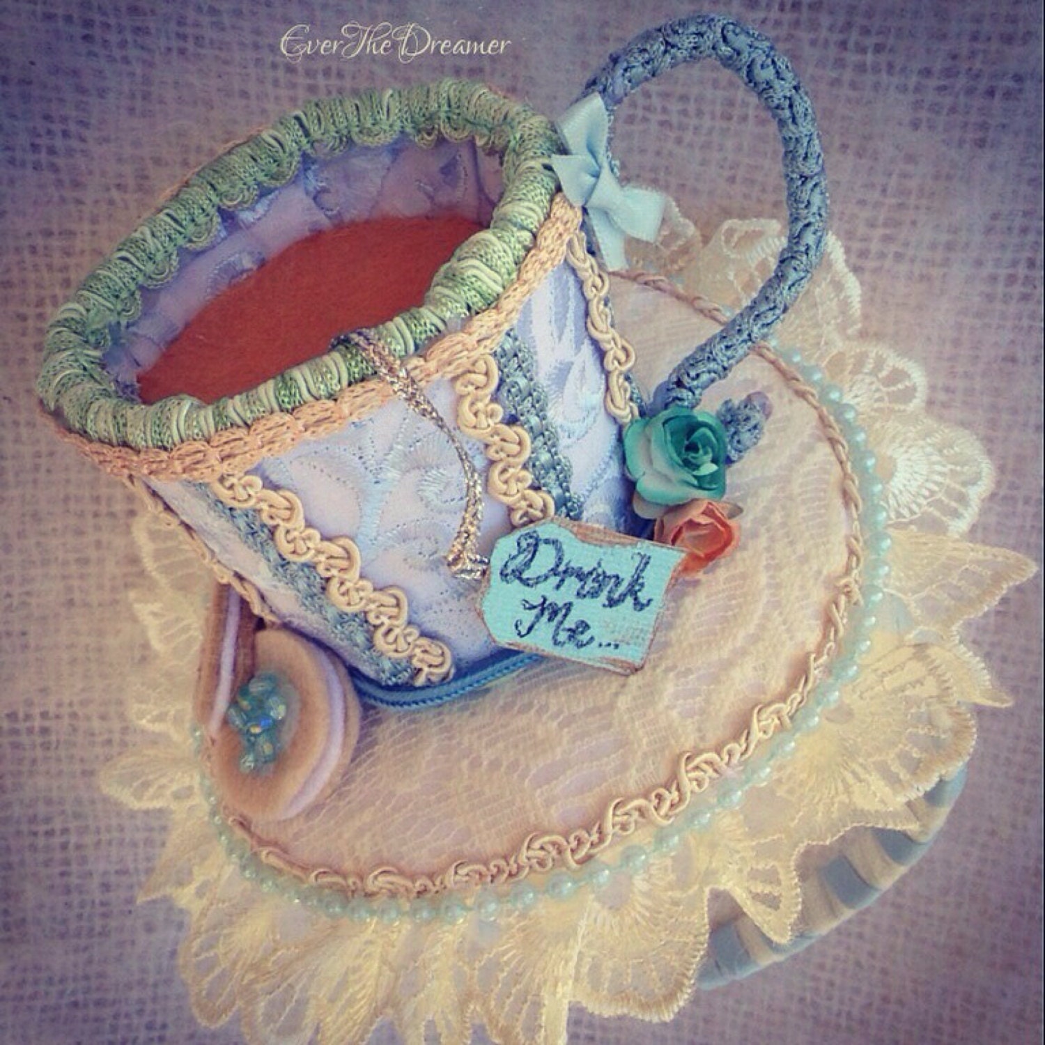 Alice teacup facinator headband hat handmade vintage inspired