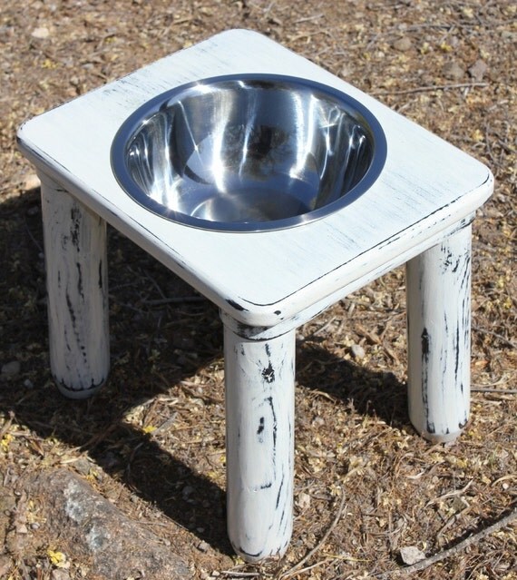 1.5 Quart Raised Dog Bowl Single Bowl MEDIUM Shabby Chic