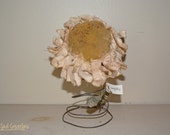 Primitive Grungy Sunflower Make-Do with a Rusty Metal Spring - Fall Decor