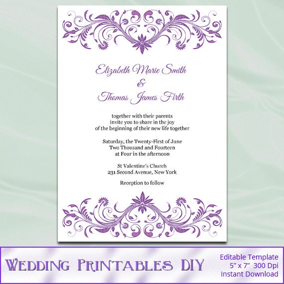 Free Invitations Templates Purple 1