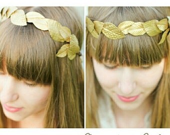 Gold Leaf Crown, Gold Leaf Garland, Gold Leaf Headband, Photo Prop, Greek Goddess, Toga Costume, Bridal Hair Accessories