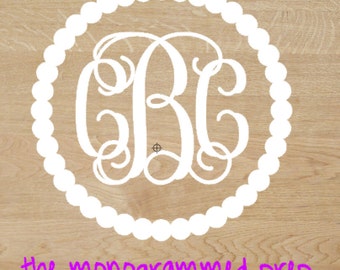 Vine Circle Monogram Car Decal Sticker