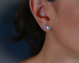 Opal Earrings, Opal Stud Earrings, White Opal Studs, Blue Opal Stud Earrings, Blue Opal Earrings ,silver stud earrings ,october birthstone