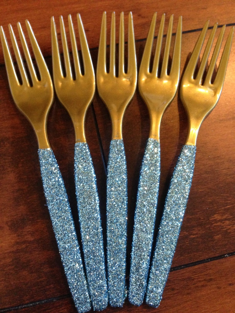 20 Glitter Party Plastic Utensils Forks by PartyPresentation