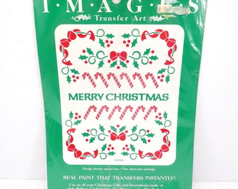 Candy Canes Holly and Bows Vintage 1980s Meyercord Kitschy Christmas Decor Transfer Decals FREE Domestic Shipping