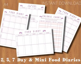 Popular items for printable food diary on Etsy