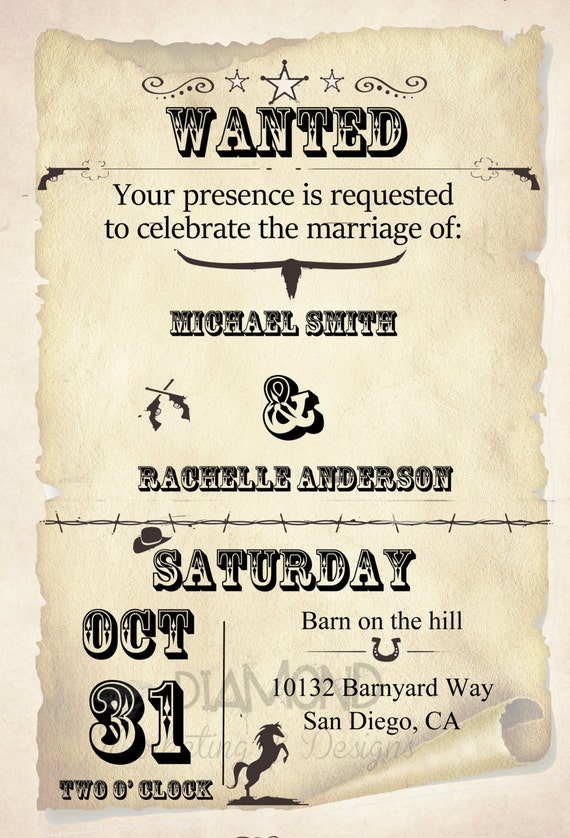 Items similar to Wild West Wedding Invitation on Etsy