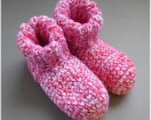 Crochet Slipper Socks Booties Multi Color Pink Red White Size 8 9