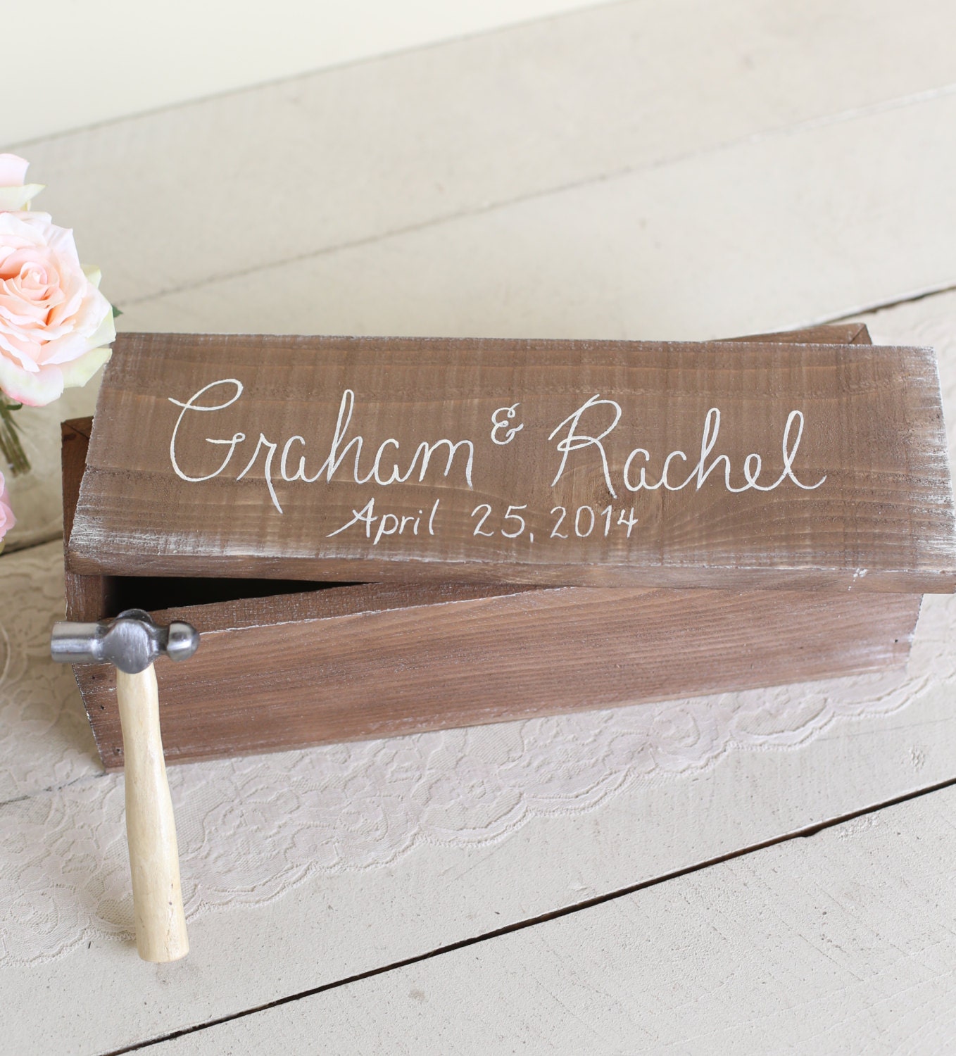 Personalized Rustic Wood Wine Box Wedding Gift by braggingbags