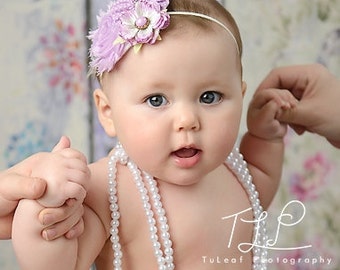 Vintage Collection Shabby Lavender Headband (Newborn, Toddler, Child)
