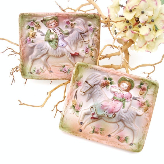 Vintage Victorian Wall Art Wall Plaques Ceramic Wall Hangings 3D Wall