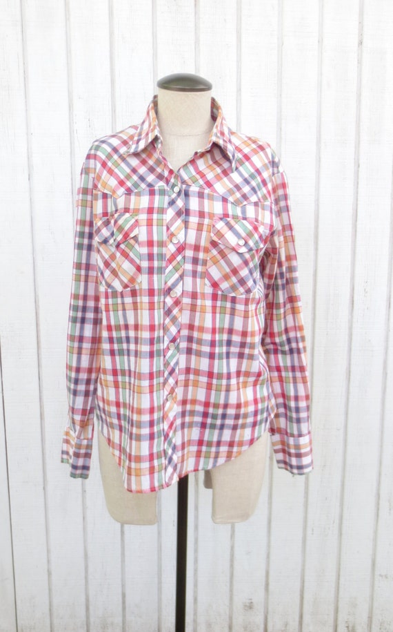 Vintage Pearl Snap Shirt 70's Plaid Western Shirt by kerrilendo