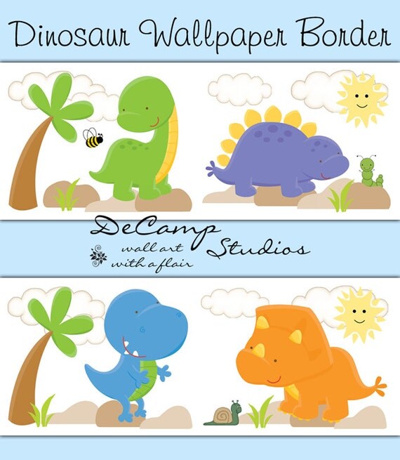 DINOSAUR WALLPAPER BORDER Wall Decals Baby Boy by decampstudios