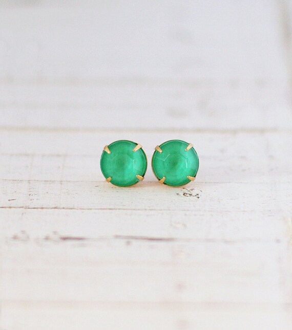 Emerald Kelly Green Stud Earrings Green Post by ShopNestled