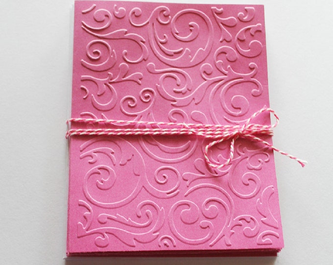 Pink Embossed Card Set / Blank Cards/Stationary/Set of Cards/Cards in Pink