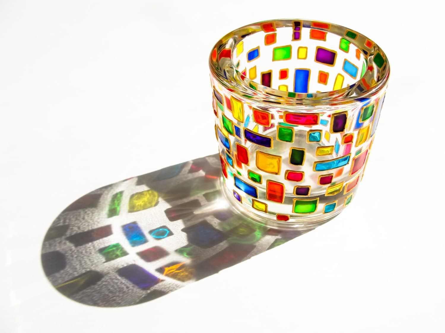 Small glass candle holders painted multicolor candle by vitraaze
