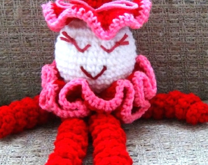 Valentine Clown - Spiral Clown Doll - Red and Pink