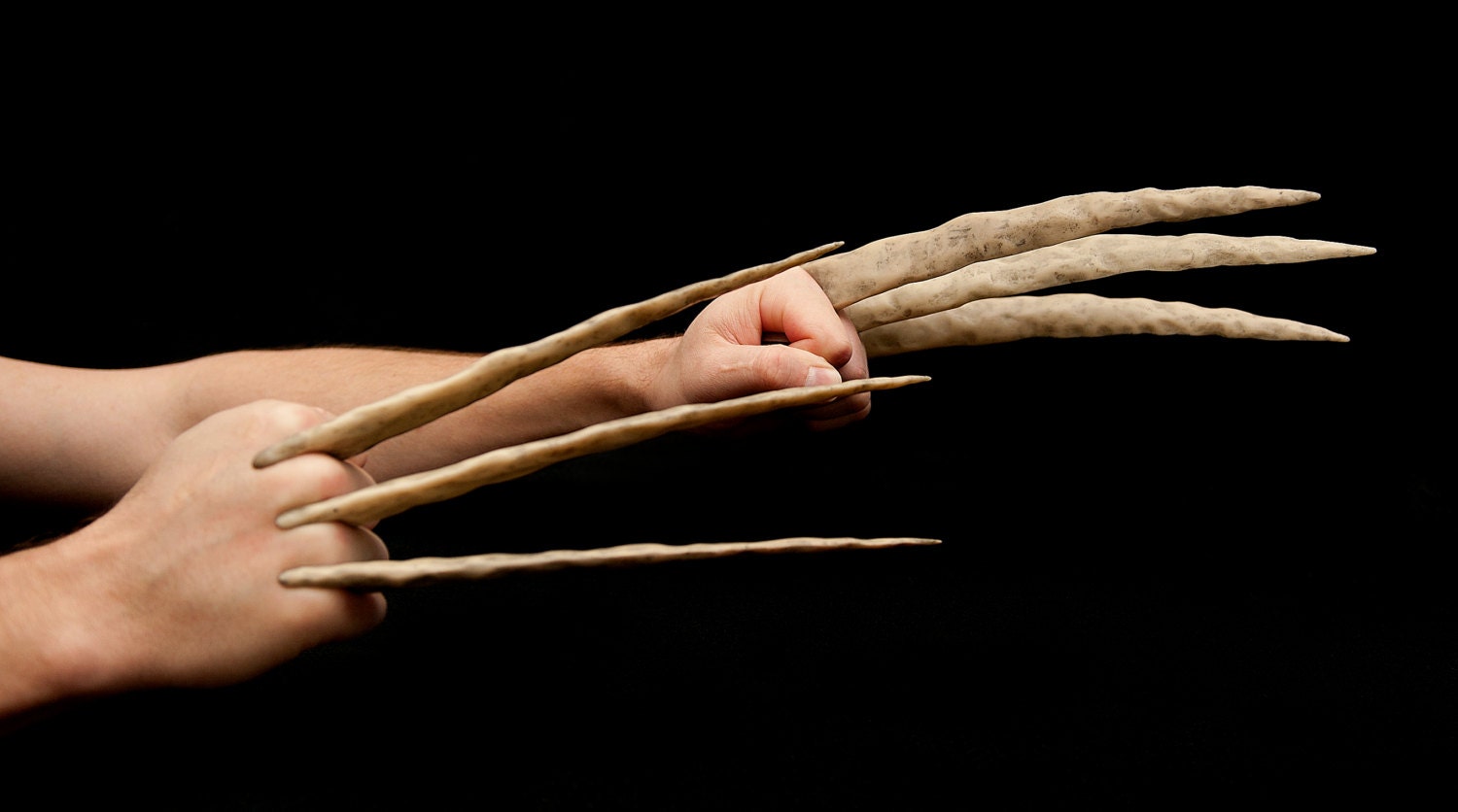 Wolverine Bone Claws Hand Sculpted and Distressed