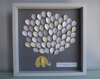 Baby Shower Guest Book Alternative - 3D Elephant & Balloon Guestbook