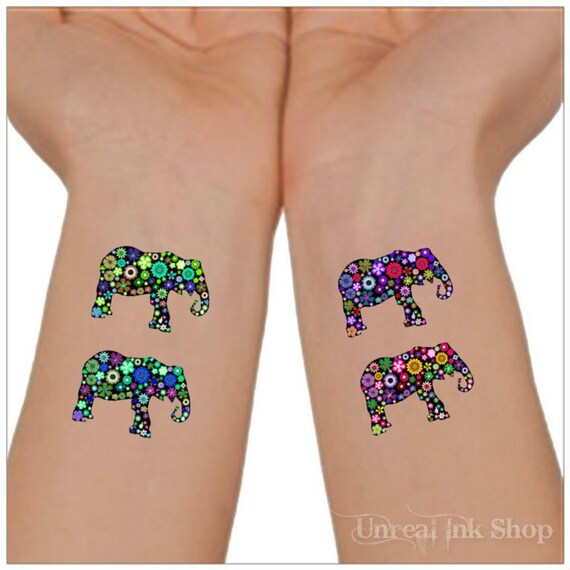 Temporary Tattoo 4 Elephant Ankle Tattoos Wrist Tattoo