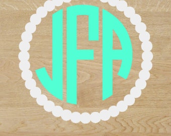 Circle Monogram Car Decal Sticker,Monogram Car Decal, Cute Car Sticker, Circle Monogram,