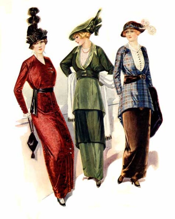 Digital Image 1910's Fashion Illustration Ladies Suits