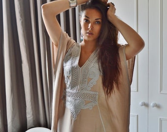 Beige Resortwear Caftan Kaftan-for Ramadan, Eid wear, beach cover up, resortwear,abaya, lounge wear, maternity wear, birthday, wedding gifts