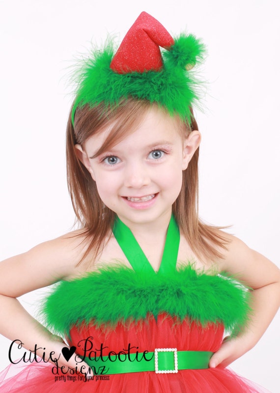 READY TO SHIP: Elegant Elf Mini Hat Headband - Christmas Holiday - Red & Green - Fits Toddler to Adult - Cutie Patootie Designz Il_570xn