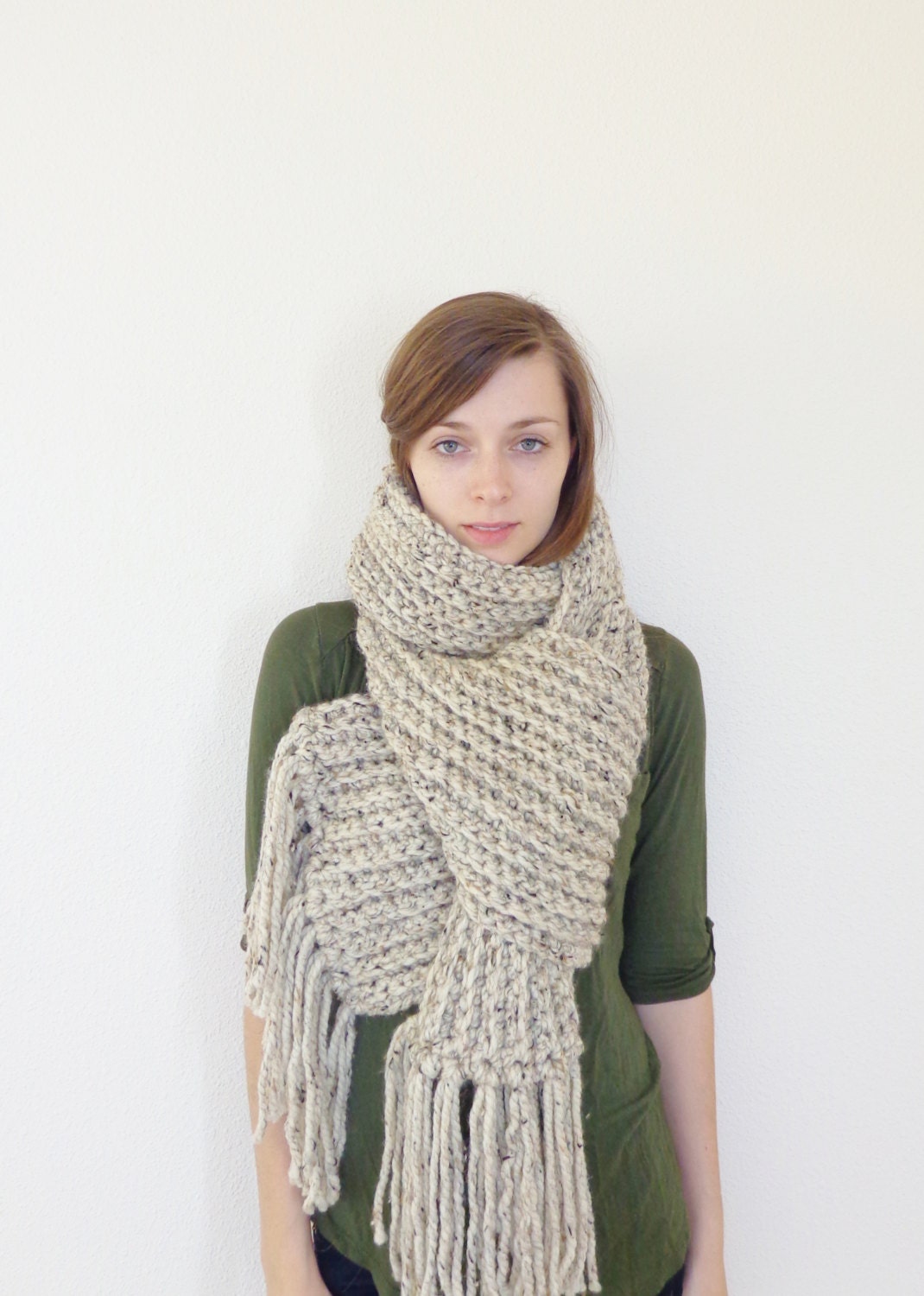 Oversized Knit Scarf with Tassels / THE by