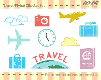 Travel icons clipart, travel clipart, scrapbook clipart, scrapbooking, scrapbook supplies, clipart, plane clipart, luggage clipart, travel