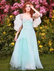 Tangled up in Blue Silk Organza Wedding Gown