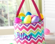 Girls Chevron Easter Basket Pink, Purple- Personalized Monogrammed