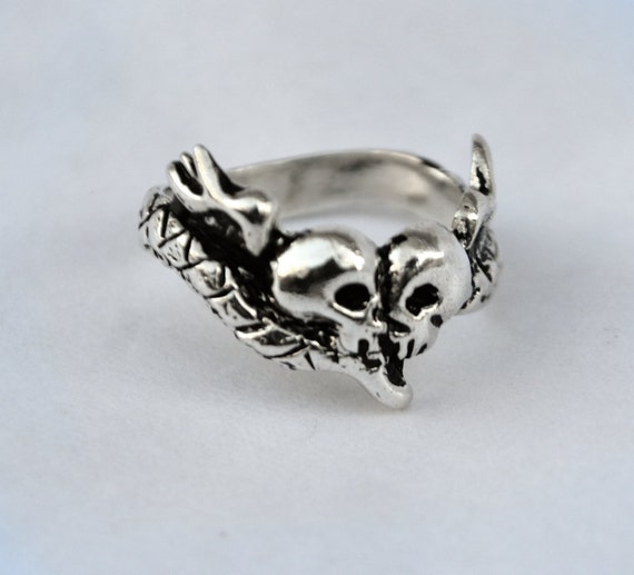 Soul Mates Memento Mori Ring Solid Sterling by ravenevejewelry