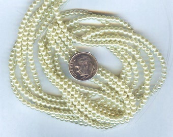 NEW 3mm Elegant Butter Glass Pearls 50 pcs