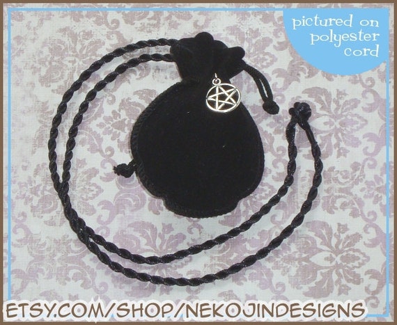 Hex Amulet Bag Necklace black velvet supernatural pentacle